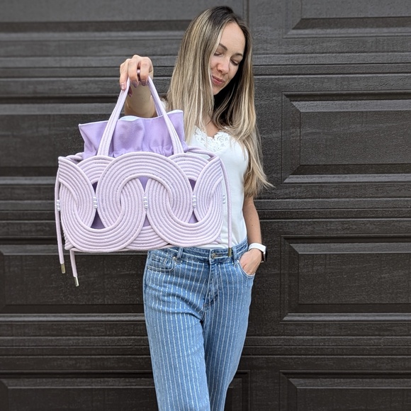 New Purple Handmade Rope Bag, Rope Shoulder Bag, Stylish Purse, Cotton Bag, Sust - Picture 8 of 8